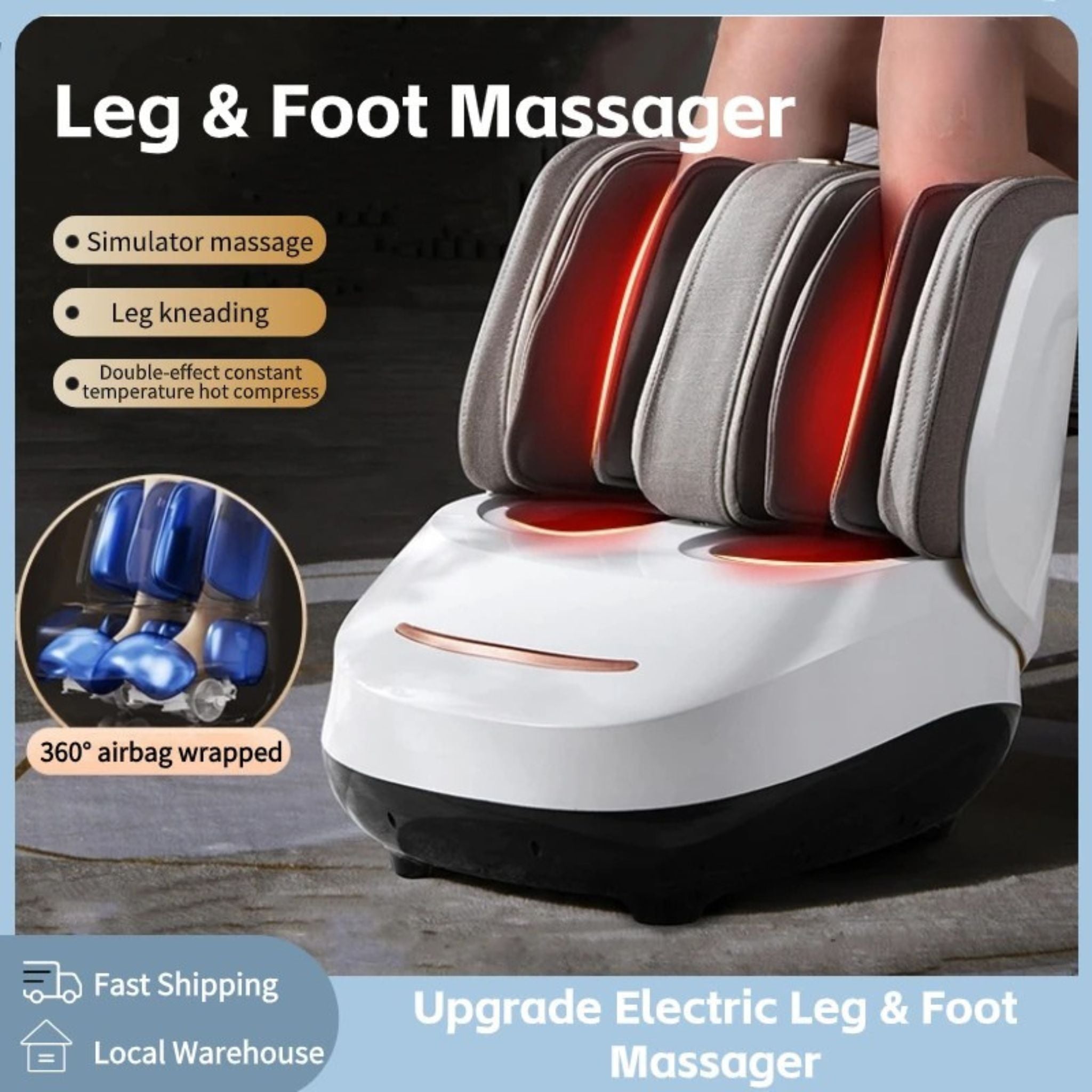 Electric Foot &amp; Calf Massager with Shiatsu &amp; Hot Compress