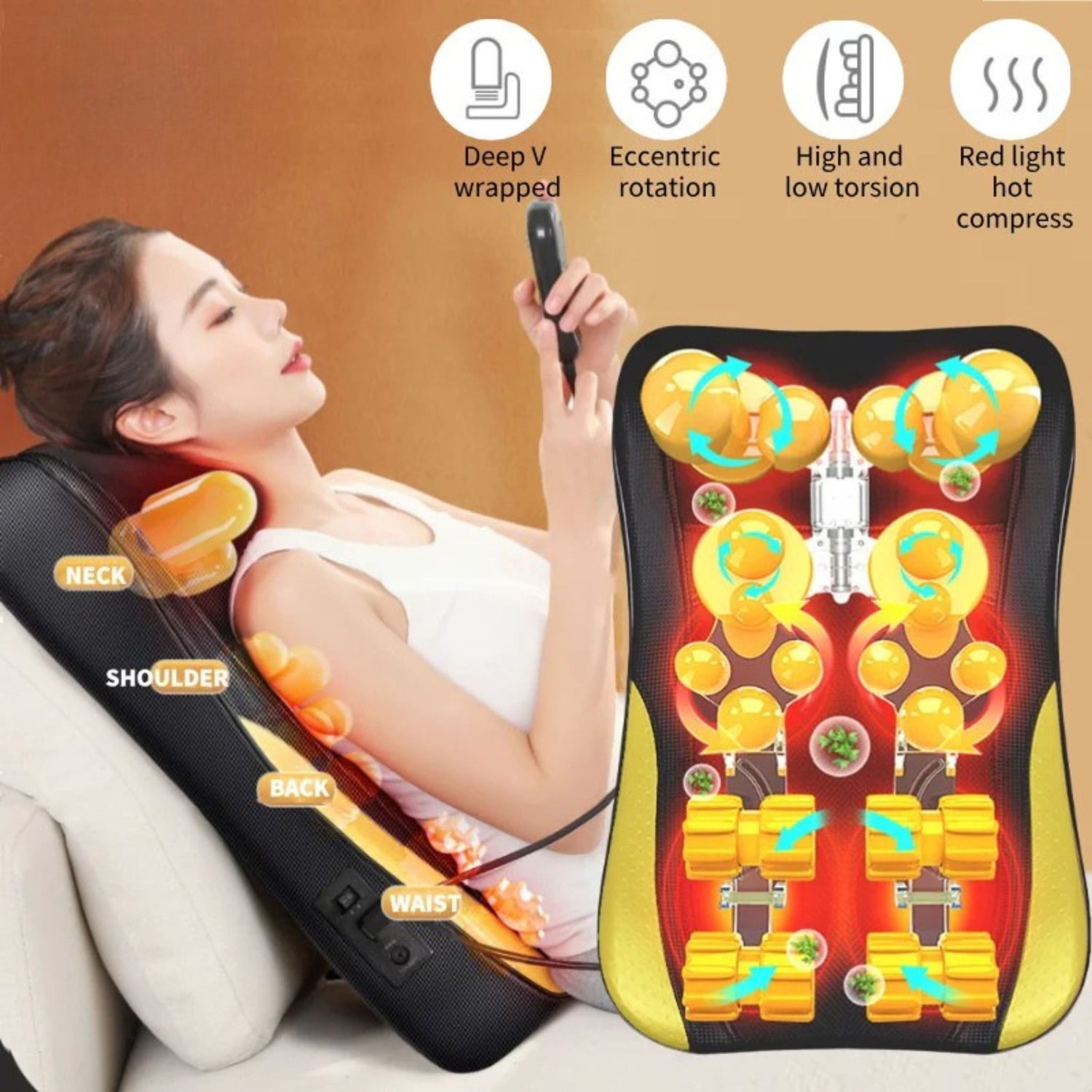 Electric Massage Cushion for Neck, Shoulder, and Back Relief