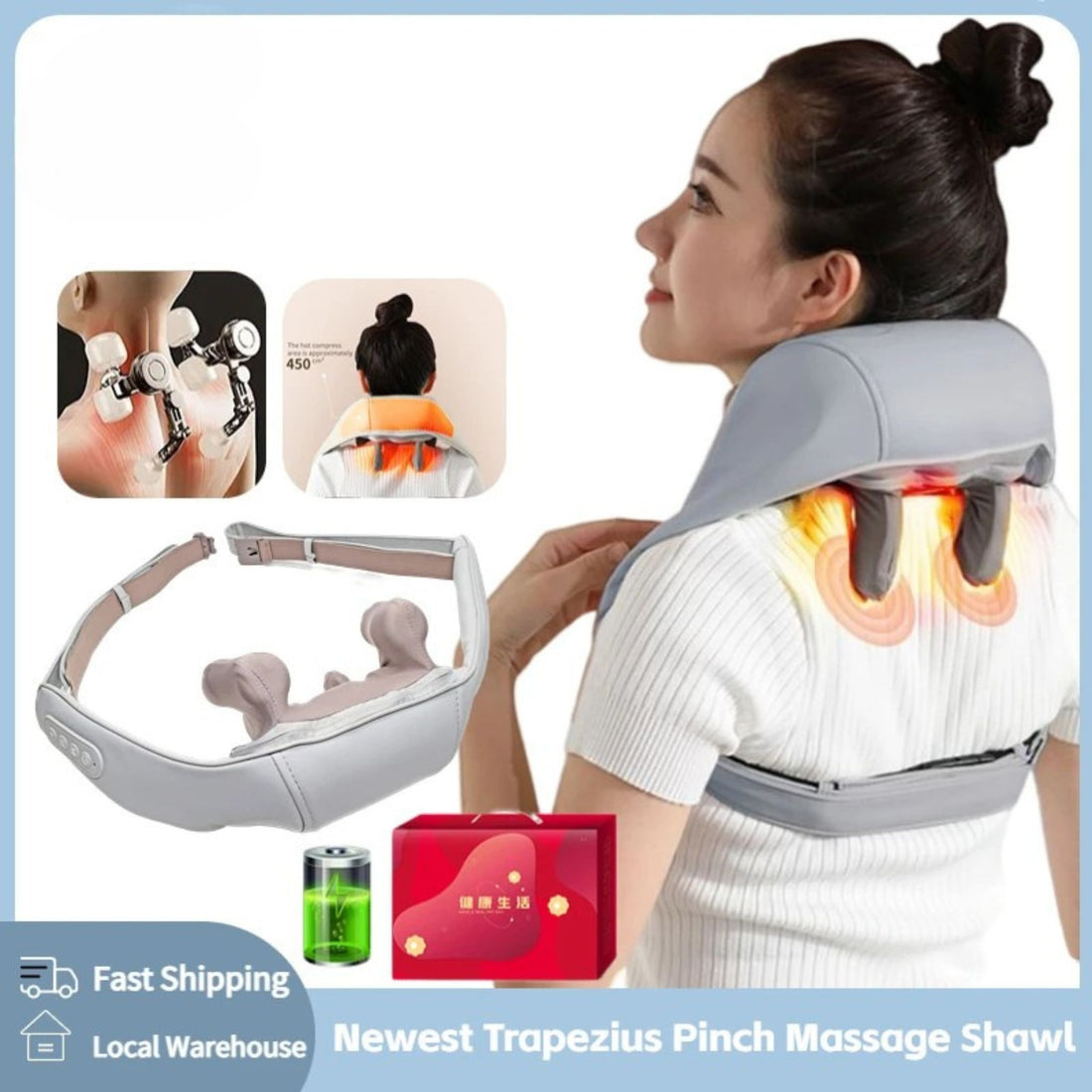 Wireless Neck Massager with Heating &amp; Kneading for Muscle Relief