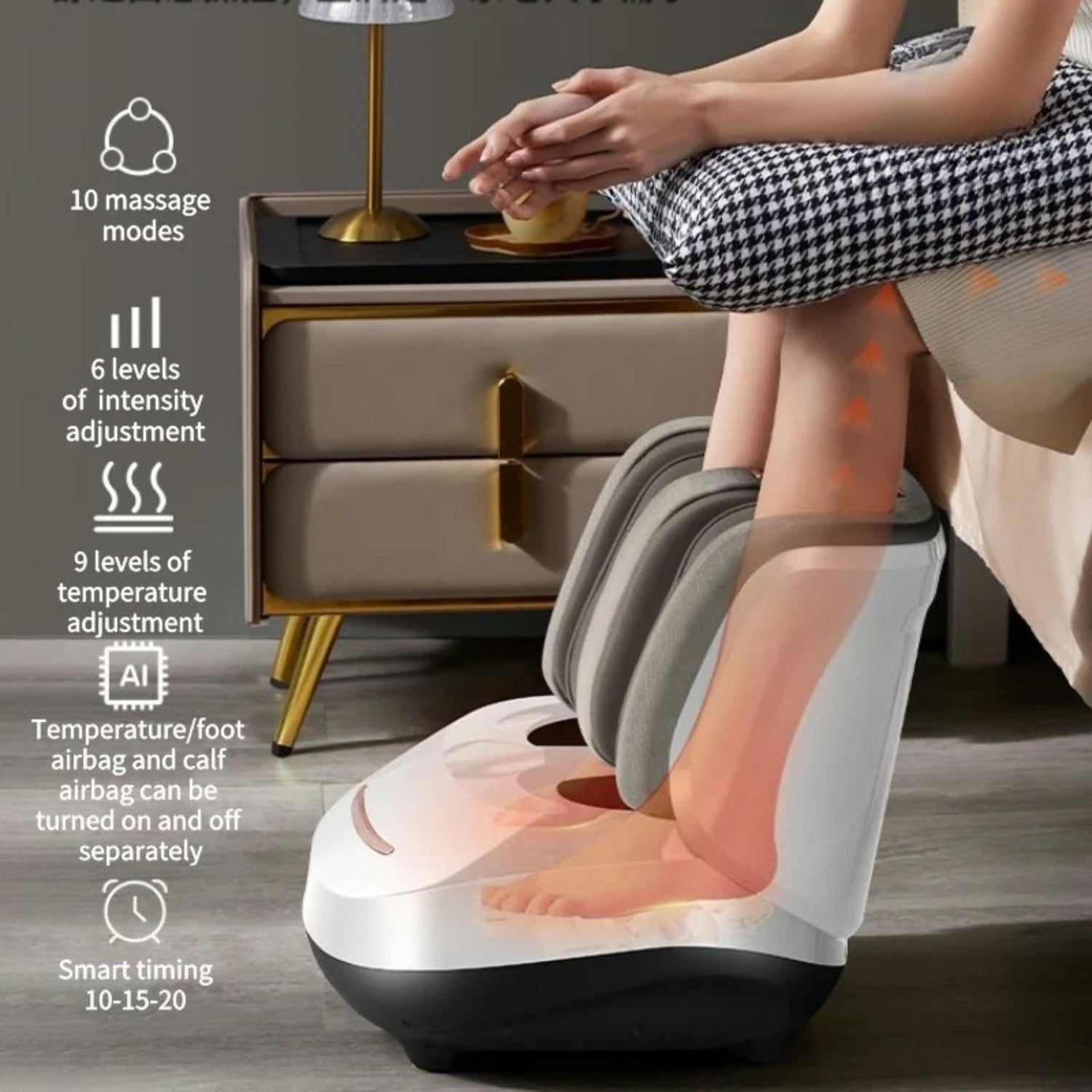 Electric Foot &amp; Calf Massager with Shiatsu &amp; Hot Compress