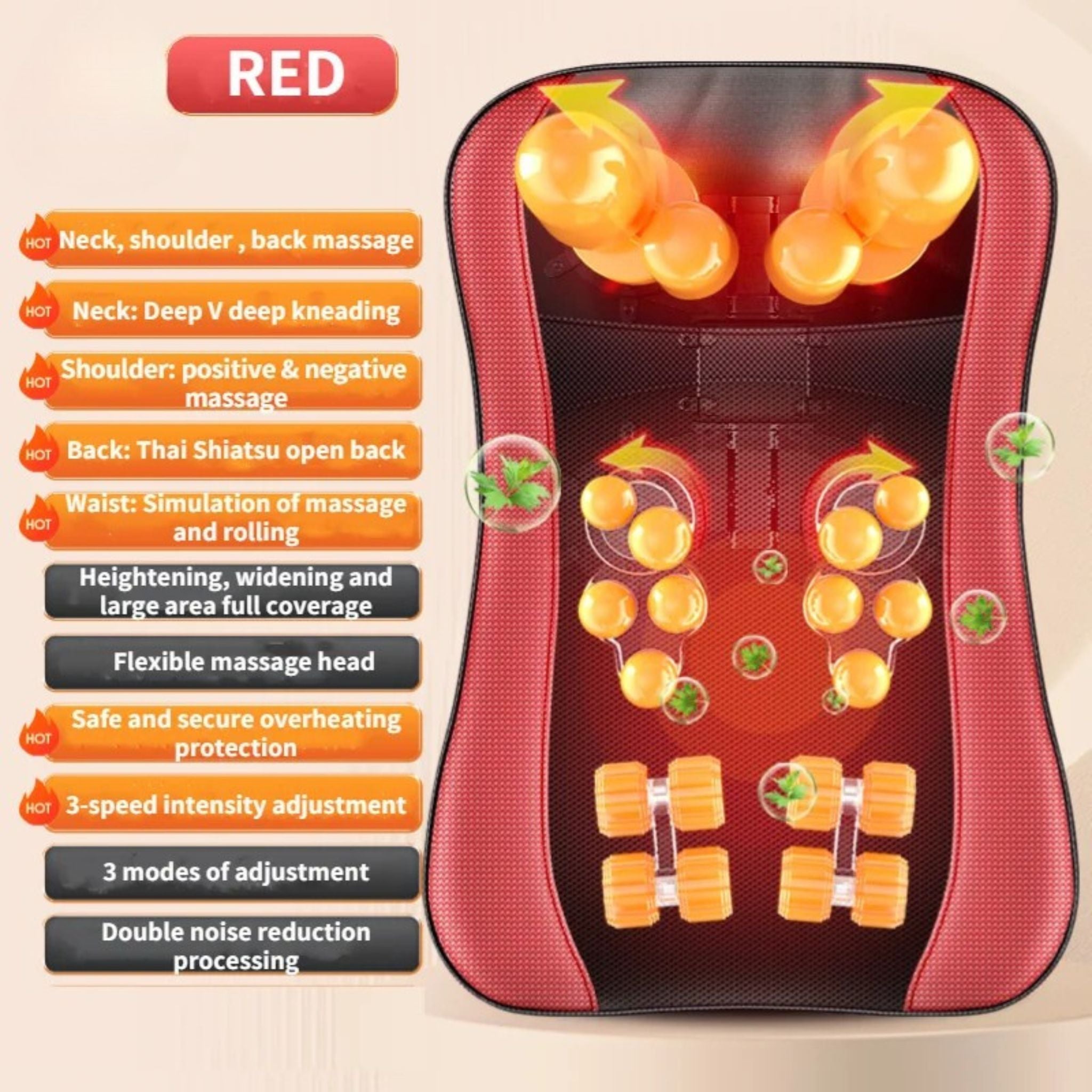 Electric Massage Cushion for Neck, Shoulder, and Back Relief