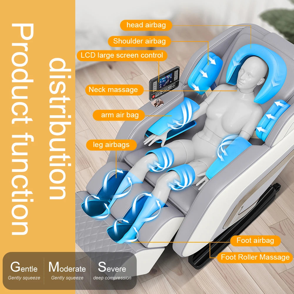 4D Heating Massage Chair – Full Body Airbag Wrapped Zero Gravity with Bluetooth