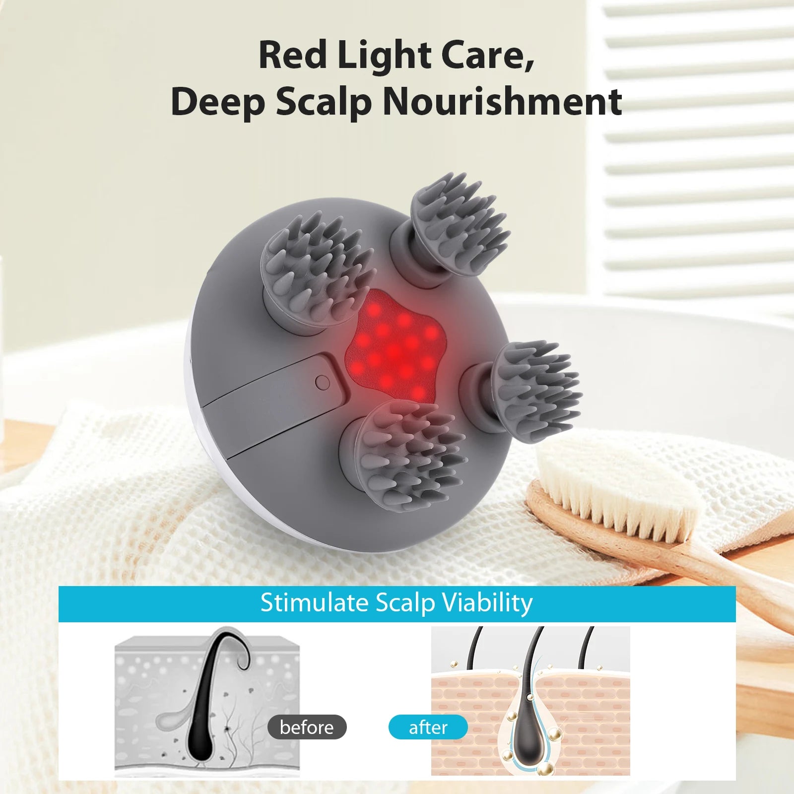 Infrared Hair Stimulator with 8 Massage Heads