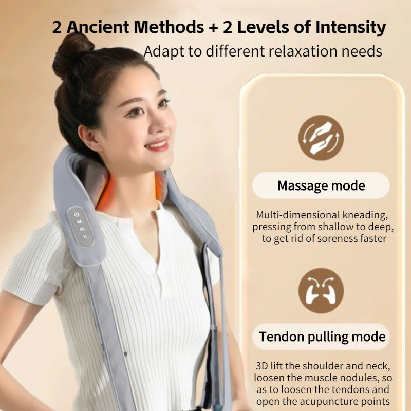 Wireless Neck Massager with Heating &amp; Kneading for Muscle Relief