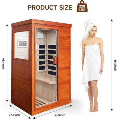 Wooden Indoor Dry Sauna for 1 Person with Bluetooth Speaker