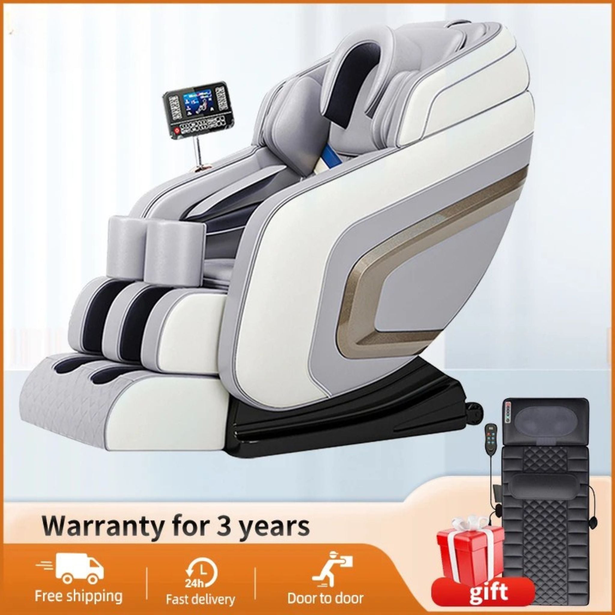 4D Heating Massage Chair – Full Body Airbag Wrapped Zero Gravity with Bluetooth